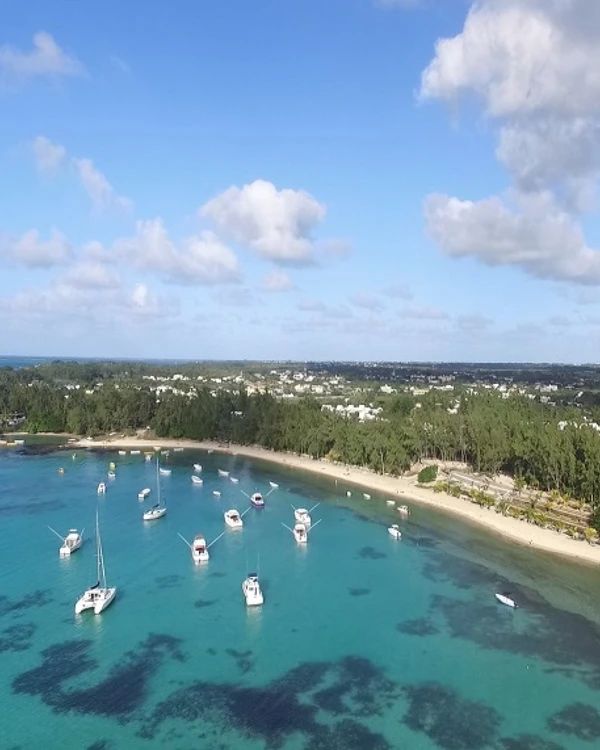 Bain Boeuf Mauritius beach with Coin de Mire across the lagoon