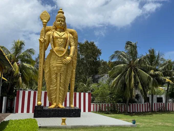 Golden Murugan Statue Mauritius | Tallest Murugan Statue at Cap Malheureux Kovil