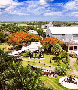 Former Beau Plan sugar estate buildings at L'Aventure du Sucre near Pamplemousses, Mauritius.