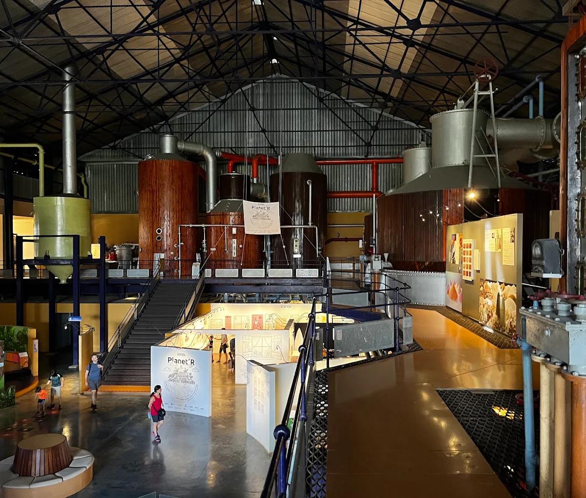 Interactive sugar history exhibits inside L’Aventure du Sucre in Mauritius.