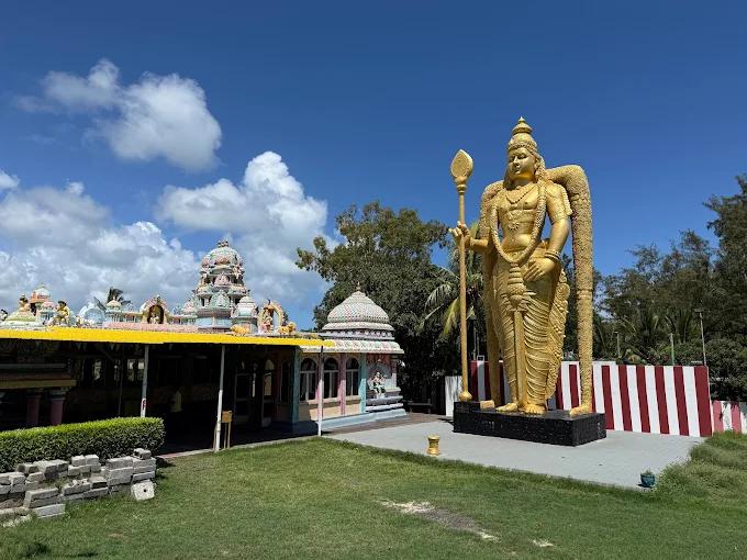 Golden Murugan Statue Mauritius | Tallest Murugan Statue at Cap Malheureux Kovil Beach photo 3