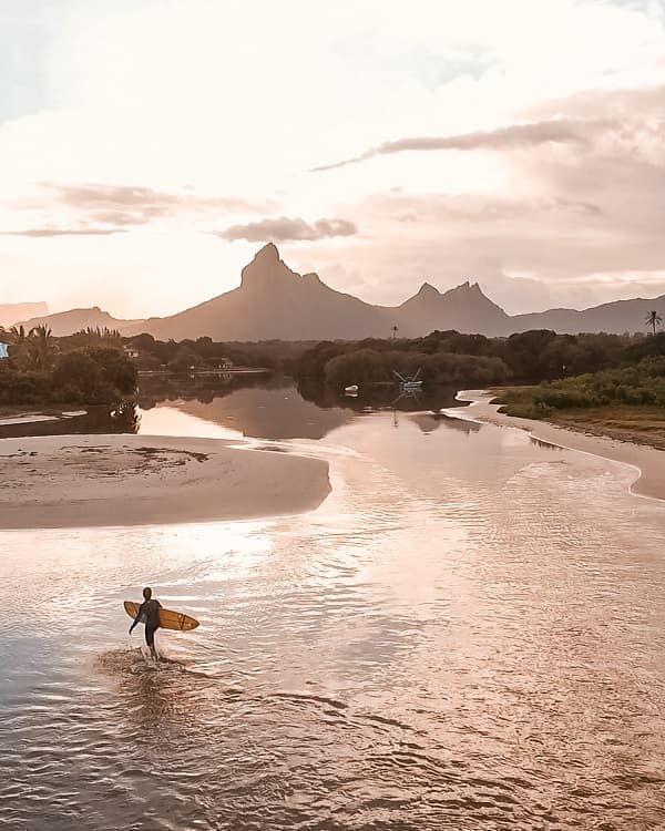 Tamarin Bay Mauritius, a famous west coast beach destination with surf culture, river scenery and relaxed local charm.