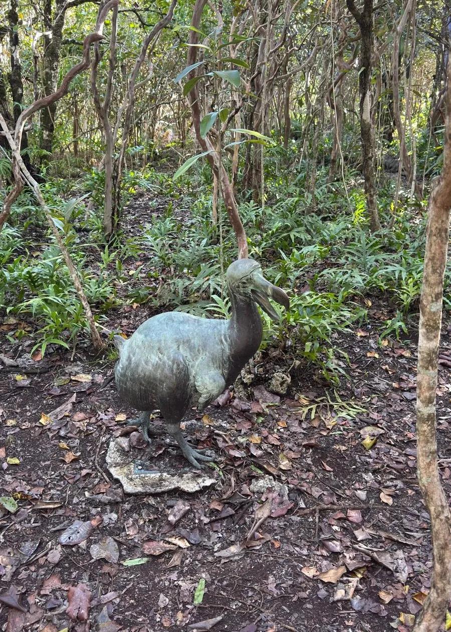 Statue ausgestorbener Tierarten von Mauritius auf Île aux Aigrettes